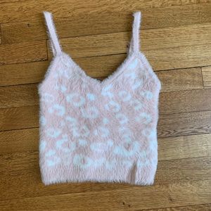 Fuzzy pink tank top